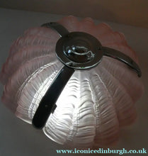 Load image into Gallery viewer, Vintage 1920s ART DECO Pressed Pink Glass Pendant Lamp Shade - in the form of a clam shell
