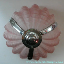 Load image into Gallery viewer, Vintage 1920s ART DECO Pressed Pink Glass Pendant Lamp Shade - in the form of a clam shell
