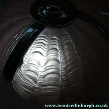 Load image into Gallery viewer, Vintage 1920s ART DECO Pressed Pink Glass Pendant Lamp Shade - in the form of a clam shell
