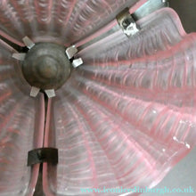 Load image into Gallery viewer, Vintage 1920s ART DECO Pressed Pink Glass Pendant Lamp Shade - in the form of a clam shell
