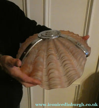 Load image into Gallery viewer, Vintage 1920s ART DECO Pressed Pink Glass Pendant Lamp Shade - in the form of a clam shell
