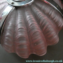 Load image into Gallery viewer, Vintage 1920s ART DECO Pressed Pink Glass Pendant Lamp Shade - in the form of a clam shell
