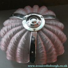 Load image into Gallery viewer, Vintage 1920s ART DECO Pressed Pink Glass Pendant Lamp Shade - in the form of a clam shell
