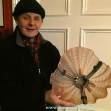 Load image into Gallery viewer, Vintage 1920s ART DECO Pressed Pink Glass Pendant Lamp Shade - in the form of a clam shell
