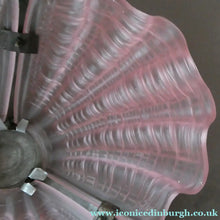 Load image into Gallery viewer, Vintage 1920s ART DECO Pressed Pink Glass Pendant Lamp Shade - in the form of a clam shell

