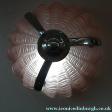 Load image into Gallery viewer, Vintage 1920s ART DECO Pressed Pink Glass Pendant Lamp Shade - in the form of a clam shell
