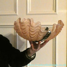 Load image into Gallery viewer, Vintage 1920s ART DECO Pressed Pink Glass Pendant Lamp Shade - in the form of a clam shell
