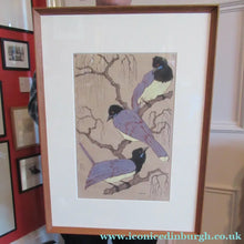 Load image into Gallery viewer, 1920s Art Deco Woodcut by Martin Erich Philipp. Three Pied Crows. Pencil Signed
