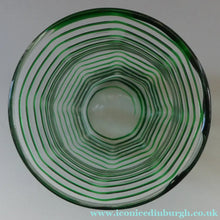 Load image into Gallery viewer, RARE Art Nouvean Clear Glass Vase with Applied Emerald Green Trails (probably Stuart &amp; Sons). Height: 7 inches

