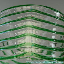 Load image into Gallery viewer, RARE Art Nouvean Clear Glass Vase with Applied Emerald Green Trails (probably Stuart &amp; Sons). Height: 7 inches
