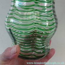 Load image into Gallery viewer, RARE Art Nouvean Clear Glass Vase with Applied Emerald Green Trails (probably Stuart &amp; Sons). Height: 7 inches
