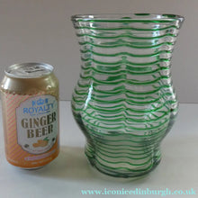 Load image into Gallery viewer, RARE Art Nouvean Clear Glass Vase with Applied Emerald Green Trails (probably Stuart &amp; Sons). Height: 7 inches
