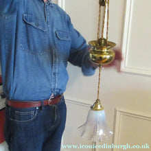 Load image into Gallery viewer, Art Nouveau Single Rise and Fall Light Fitting Vaseline Shade

