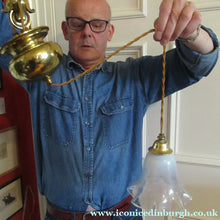 Load image into Gallery viewer, Art Nouveau Single Rise and Fall Light Fitting Vaseline Shade
