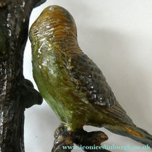 Load image into Gallery viewer, 1920s AUSTRIAN Bronze Table Lamp in the Form of a Tree with Cold Painted Budgerigars. Nice Green Onyx Base
