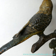 Load image into Gallery viewer, 1920s AUSTRIAN Bronze Table Lamp in the Form of a Tree with Cold Painted Budgerigars. Nice Green Onyx Base
