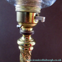 Load image into Gallery viewer, 1920s Antique Vintage Desk or Brass Table Lamp with Clear Glass Shade
