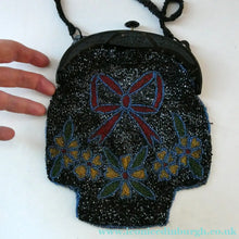 Load image into Gallery viewer, Antique Edwardian Glass Micro Bead Evening Bag with Celluloid Clasp
