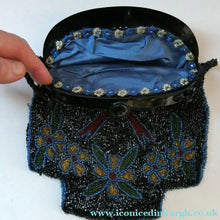 Load image into Gallery viewer, Antique Edwardian Glass Micro Bead Evening Bag with Celluloid Clasp
