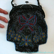 Load image into Gallery viewer, Antique Edwardian Glass Micro Bead Evening Bag with Celluloid Clasp

