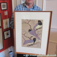 Load image into Gallery viewer, 1920s Art Deco Woodcut by Martin Erich Philipp. Three Pied Crows. Pencil Signed
