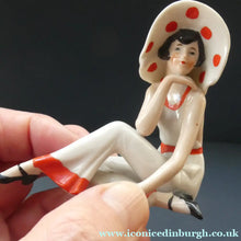 Load image into Gallery viewer, ORIGINAL 1920s German "Bathing Beauty" Porcelain Art Deco Miniature Figurine
