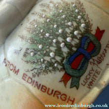 Load image into Gallery viewer, 1920s GERMAN Souvenir. Bathing Belle Riding on the Back of a Turtle. Lucky White Heather Ware Figurine EDINBURGH Location

