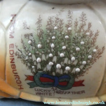 Load image into Gallery viewer, 1920s GERMAN Souvenir. Bathing Belle Riding on the Back of a Turtle. Lucky White Heather Ware Figurine EDINBURGH Location
