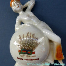 Load image into Gallery viewer, 1920s GERMAN Souvenirs. PAIR of Bathing Belles Lucky White Heather Ware Figurines EDINBURGH Location
