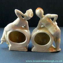 Load image into Gallery viewer, 1920s GERMAN Souvenirs. PAIR of Bathing Belles Lucky White Heather Ware Figurines EDINBURGH Location
