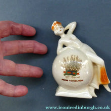 Load image into Gallery viewer, 1920s GERMAN Souvenirs. PAIR of Bathing Belles Lucky White Heather Ware Figurines EDINBURGH Location
