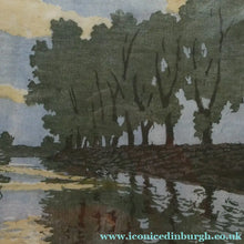 Load image into Gallery viewer, 1920s German Woodcut. Poplar Trees on a Riverbank by L.E.M. GERHARDT. Signed in Pencil
