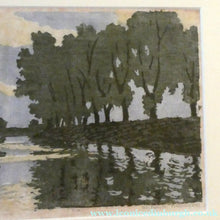 Load image into Gallery viewer, 1920s German Woodcut. Poplar Trees on a Riverbank by L.E.M. GERHARDT. Signed in Pencil
