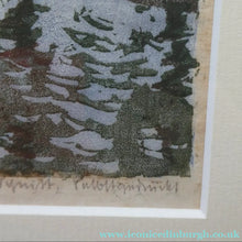 Load image into Gallery viewer, 1920s German Woodcut. Poplar Trees on a Riverbank by L.E.M. GERHARDT. Signed in Pencil
