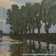 Load image into Gallery viewer, 1920s German Woodcut. Poplar Trees on a Riverbank by L.E.M. GERHARDT. Signed in Pencil

