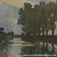 Load image into Gallery viewer, 1920s German Woodcut. Poplar Trees on a Riverbank by L.E.M. GERHARDT. Signed in Pencil
