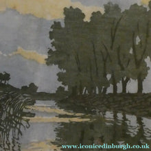 Load image into Gallery viewer, 1920s German Woodcut. Poplar Trees on a Riverbank by L.E.M. GERHARDT. Signed in Pencil

