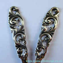 Load image into Gallery viewer, Pair of Brodrene Mylius Tele Pattern Art Nouvean Silver Spoons
