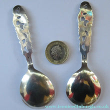Load image into Gallery viewer, Pair of Brodrene Mylius Tele Pattern Art Nouvean Silver Spoons
