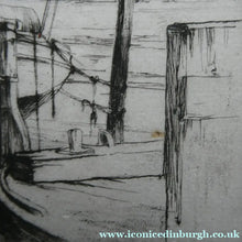 Load image into Gallery viewer, 1920s Original Pencil Signed Limited Edition Etching "Thames Barges" by Aileen Mary Elliott
