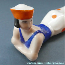 Load image into Gallery viewer, ORIGINAL 1920s German "Bathing Beauty" Porcelain Art Deco Miniature Figurine 
