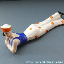 Load image into Gallery viewer, ORIGINAL 1920s German "Bathing Beauty" Porcelain Art Deco Miniature Figurine 
