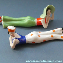 Load image into Gallery viewer, ORIGINAL 1920s German "Bathing Beauty" Porcelain Art Deco Miniature Figurine 
