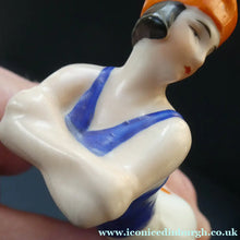 Load image into Gallery viewer, ORIGINAL 1920s German "Bathing Beauty" Porcelain Art Deco Miniature Figurine 

