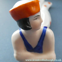 Load image into Gallery viewer, ORIGINAL 1920s German "Bathing Beauty" Porcelain Art Deco Miniature Figurine 
