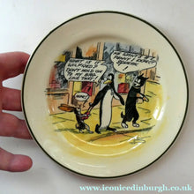 Load image into Gallery viewer, 1920s Royal Doulton Daily Mirror Pip, Squeak &amp; Wilfred Side Plate. 6 1/2 inches diameter. EXTREMELY RARE COLOURED EXAMPLE
