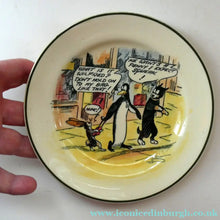 Load image into Gallery viewer, 1920s Royal Doulton Daily Mirror Pip, Squeak &amp; Wilfred Side Plate. 6 1/2 inches diameter. EXTREMELY RARE COLOURED EXAMPLE

