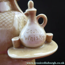 Load image into Gallery viewer, Rare 1920s SCHAFER &amp; VATER Whisky Flask or Bottle. Stoneware Finish in the Form of a Maid Carrying a Wee Dog and Tray with Whisky
