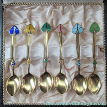 Load image into Gallery viewer, Set of Six Norwegian Silver Gilt Demitasse or Espresso Spoons
