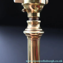 Load image into Gallery viewer, Stylish Early 20th Century Brass Table Lamp with White Glass Shade with Frilled Edge. REWIRED
